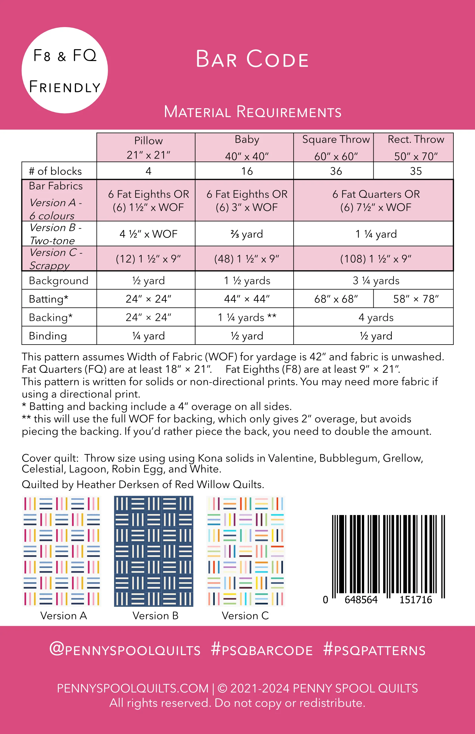 Bar Code Quilt Pattern - PDF Instant Download - Image 8